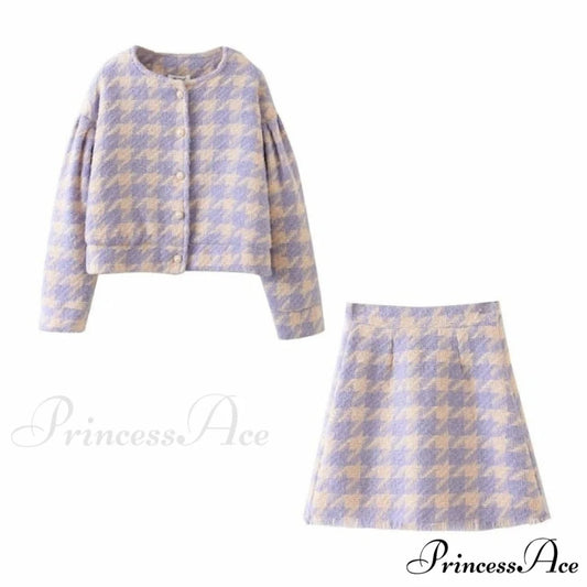 Top Tweet Blazer Mini A Line Skirts Purple / S