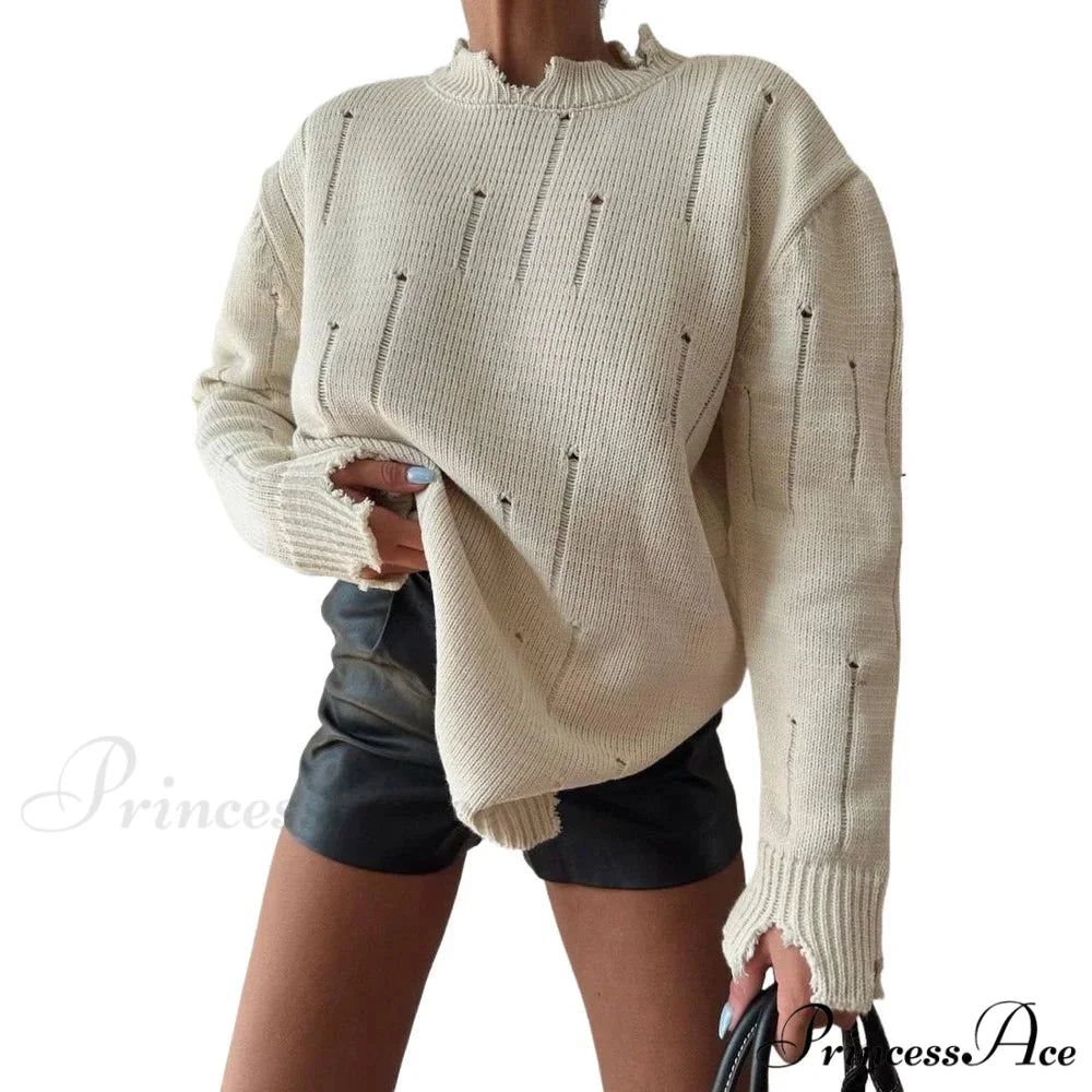 Torn Y2K Informal Long Sleeve Jumper swraters-241228