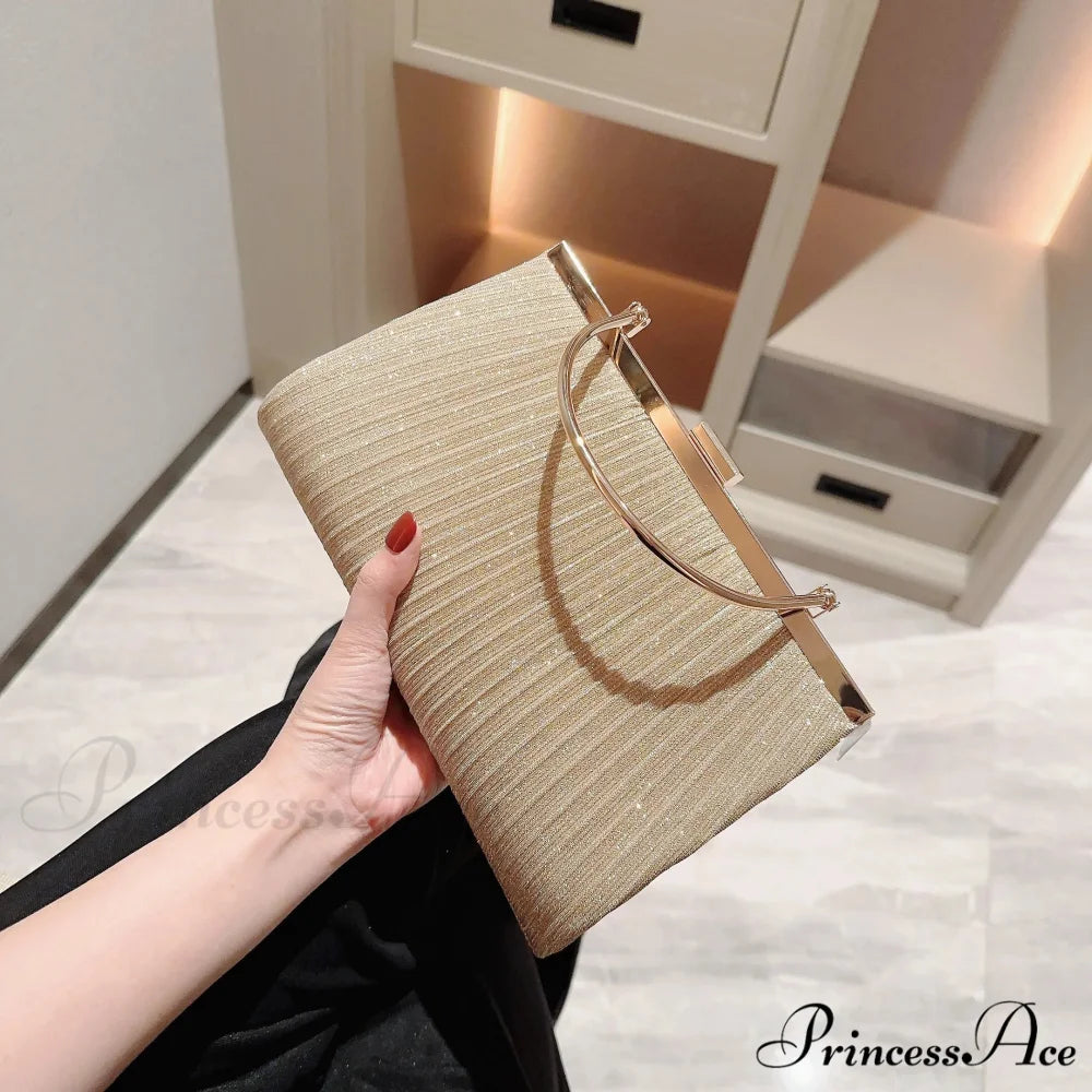 Traditional Folded Evening Bag Glittering Celebration Prom Handbag Dress Purse clutchbag-250126