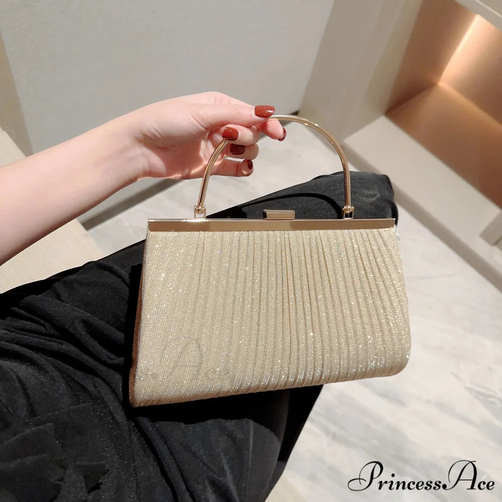 Traditional Folded Evening Bag Glittering Celebration Prom Handbag Dress Purse clutchbag-250126