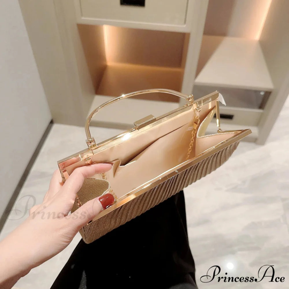 Traditional Folded Evening Bag Glittering Celebration Prom Handbag Dress Purse clutchbag-250126