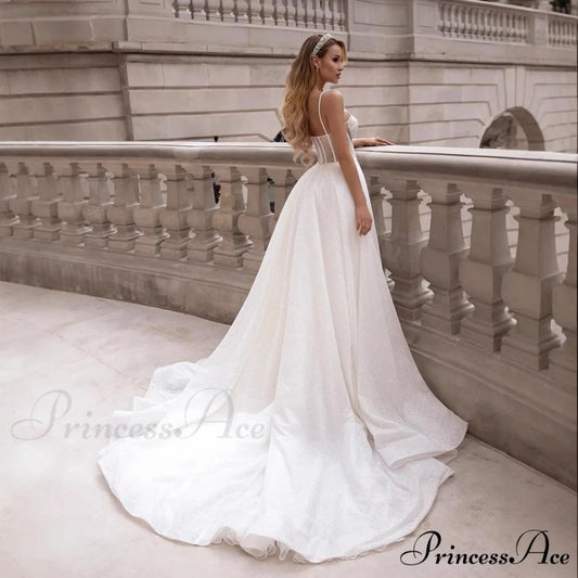 Transparent Bow-Sparkle Marriage Gown weddingdress-250223