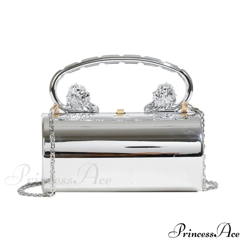 Transparent Circular Crossbody Evening Purse Silver clutchbag-250126