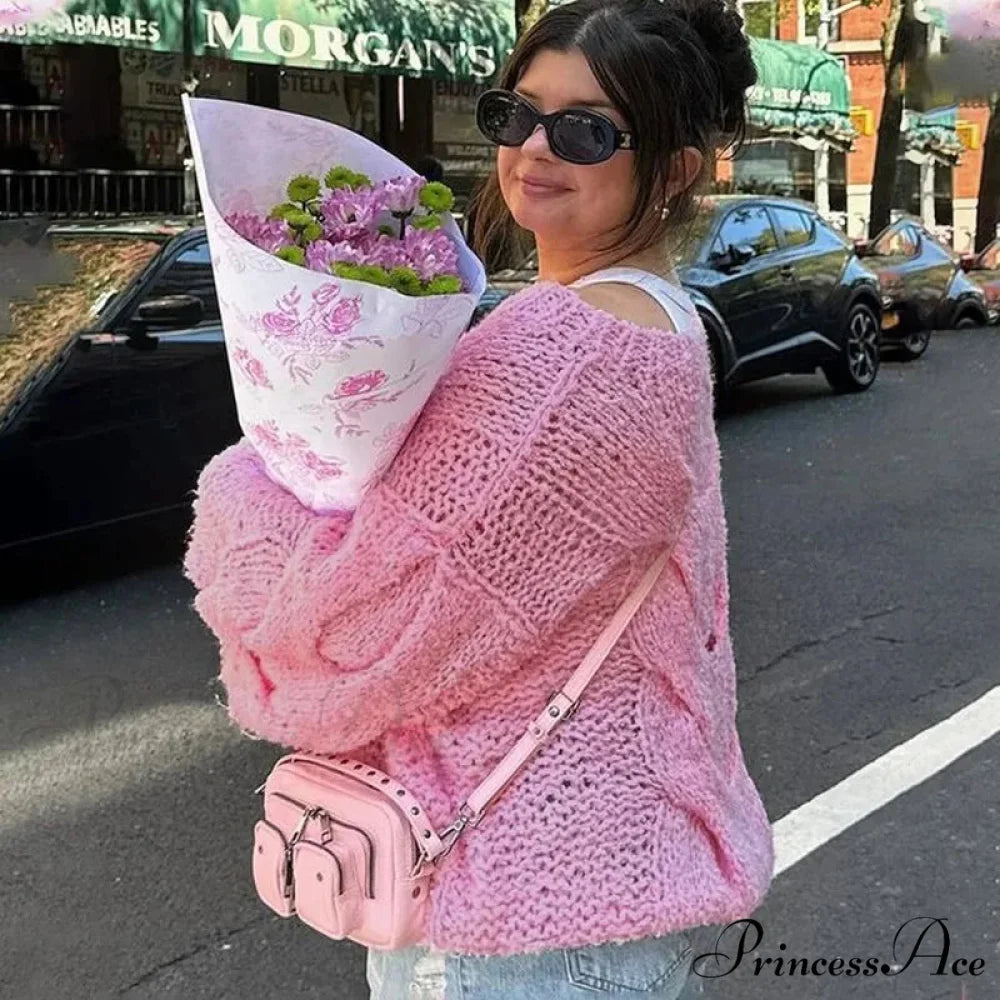 Transparent Informal Baggy Y2K Knitted Sweater swraters-241228