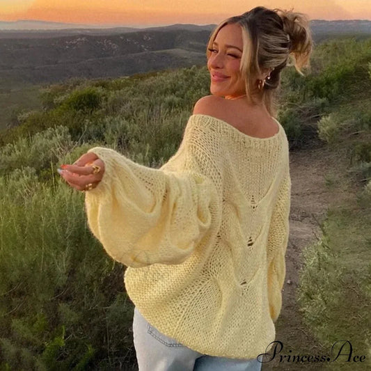 Transparent Informal Baggy Y2K Knitted Sweater swraters-241228