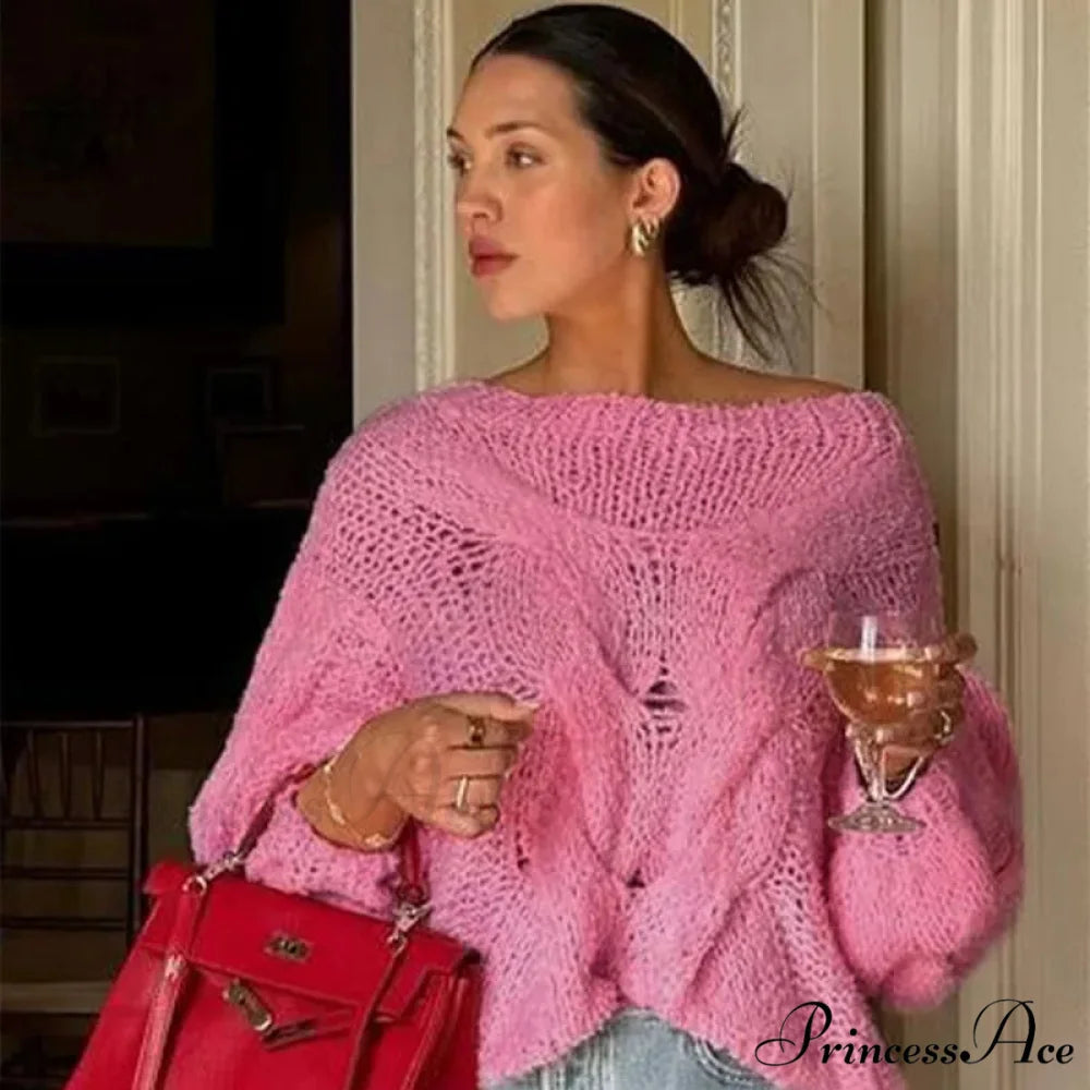 Transparent Informal Baggy Y2K Knitted Sweater swraters-241228