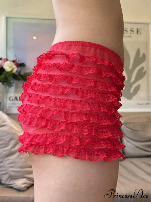 Transparent Net Frill Sleep Short short-250223