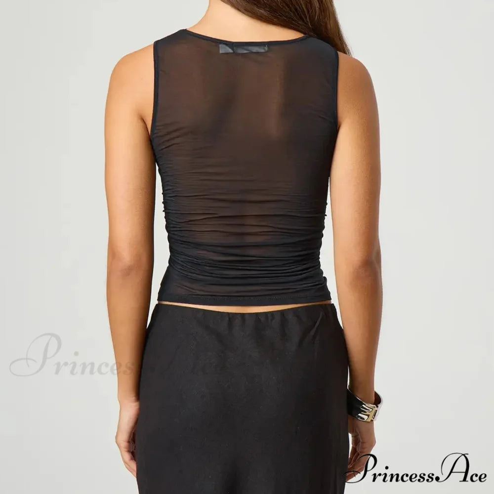 Transparent Net Layering Crop Top croptop-250223