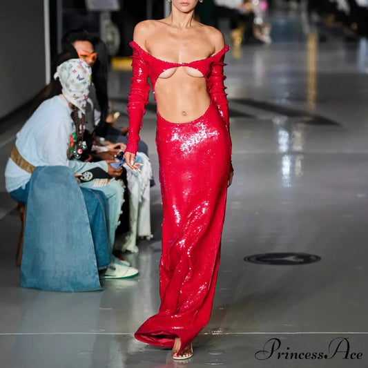 Transparent Panel Embellished Slit Formal Gown promdress-250223