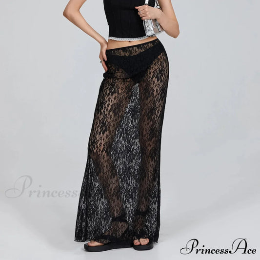 Transparent Tailored Skirt Black / S skirts-250223