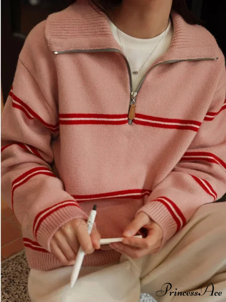 Trendy Stylish Striped Cozy Casual Comfortable Loose Warm Sweater
