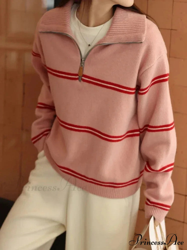 Trendy Stylish Striped Cozy Casual Comfortable Loose Warm Sweater