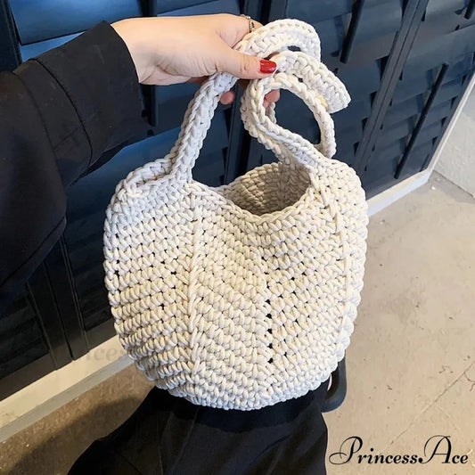 Trendy Woven Pattern Bucket Shoulder Bag CreamyWhite shoulder-250126