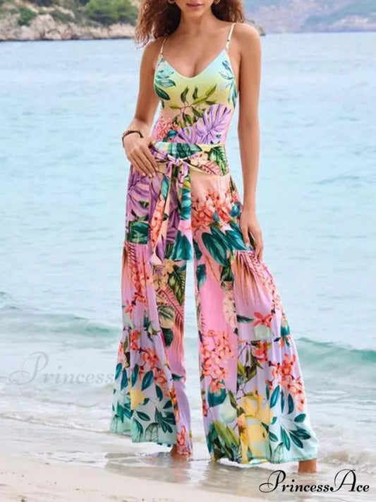 U-shaped Print Swimsuit Long Trousers One Piece onepiece-250223