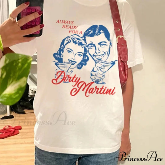 Unclean Martini Vintage Cocktail T-shirt WHITE / S t-shirt-250223