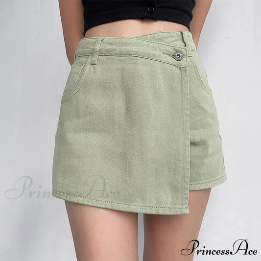 Unpredictable High Waist Denim Skirt Green / S skirts-250223
