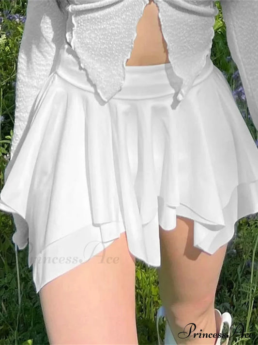 Unpredictable Lower Waist Gathered Skirt WHITE / S skirts-250223