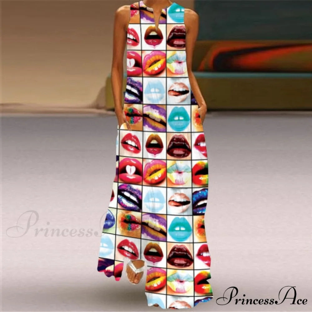 V-Neck Printed Emerald Flower Dress