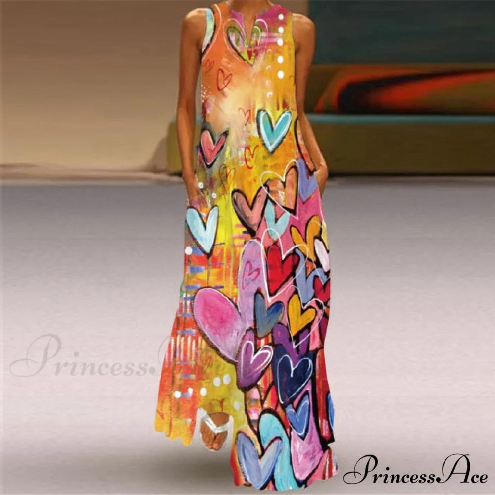 V-Neck Printed Emerald Flower Dress