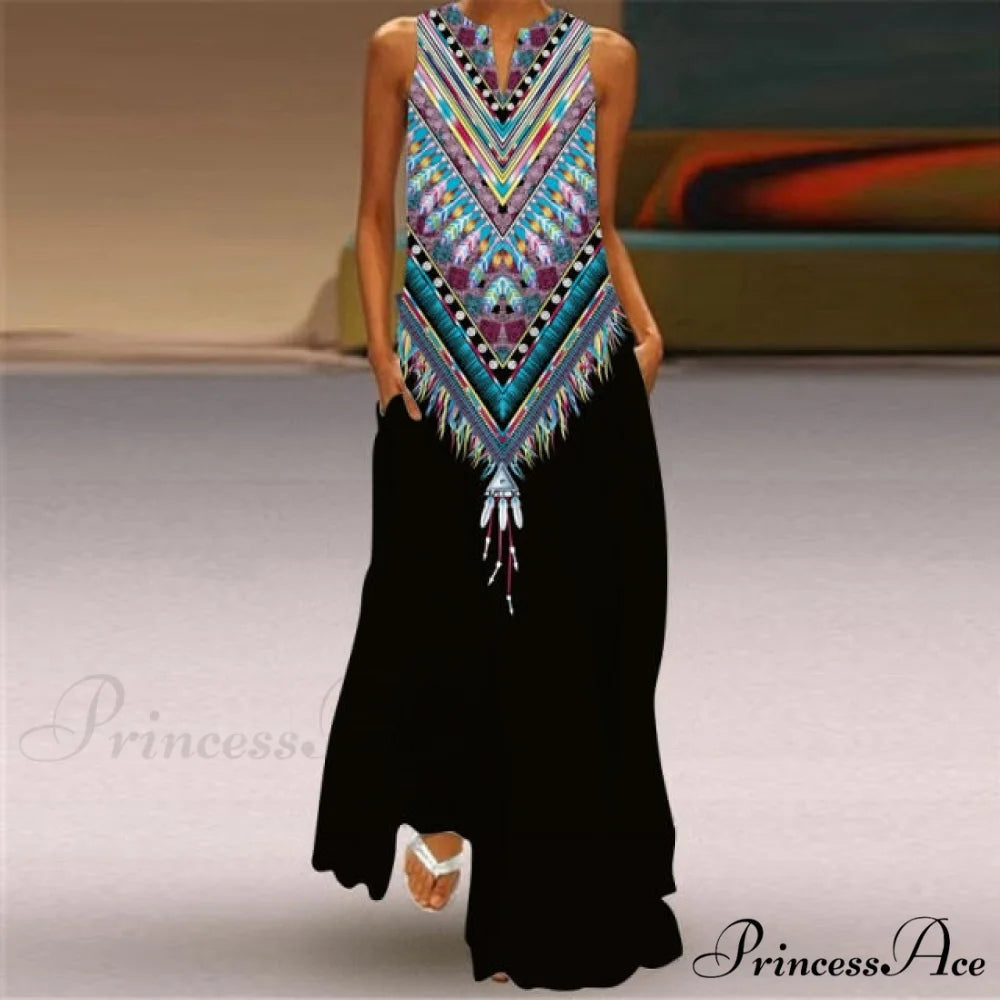 V-Neck Printed Emerald Flower Dress