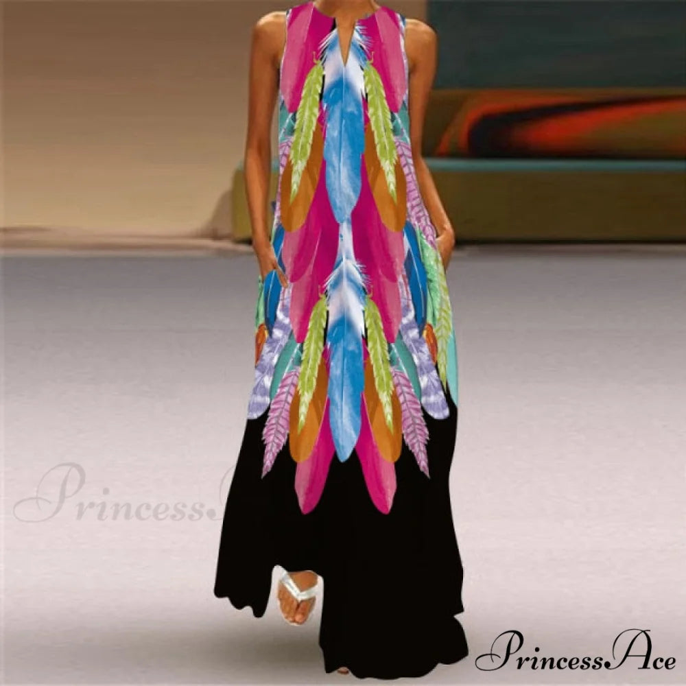 V-Neck Printed Emerald Flower Dress black 1 / S