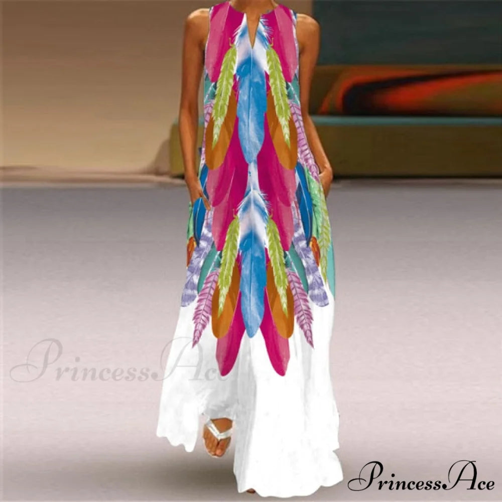 V-Neck Printed Emerald Flower Dress white 1 / S