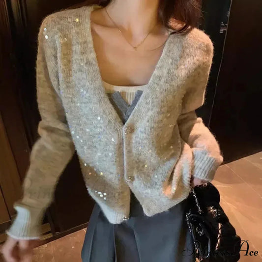 V-neck Sequin Sparkling Cardigan