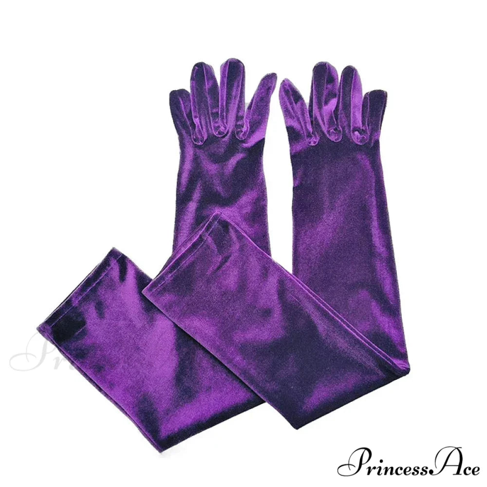 Velvet Ladies Warm Long Retro Dance Stage Etiquette Winter Christmas Gloves