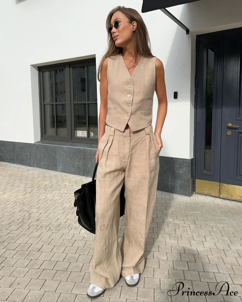 Vest Low-Waist Pants Suit Grey / S