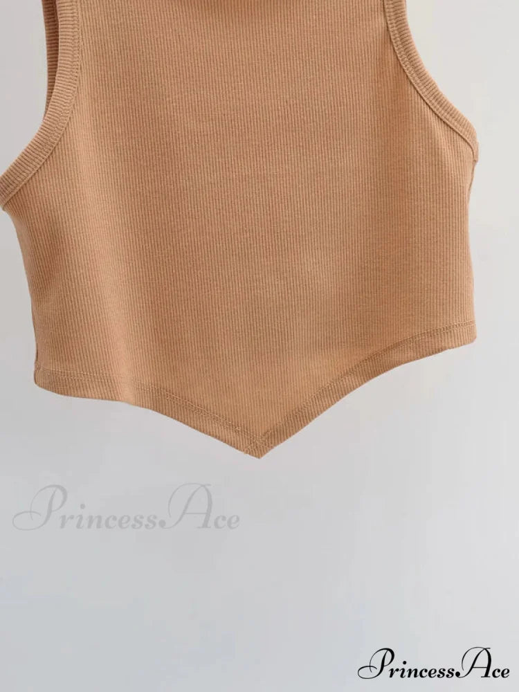 vest round inverted mini triangle Women’s sleeveless neck top