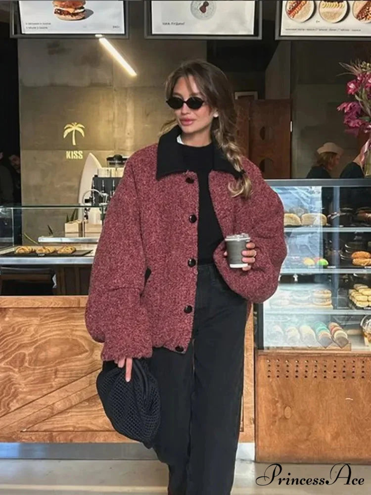 Vestment Sleeve Wool Mix Coat Figure Color / S coats-241228