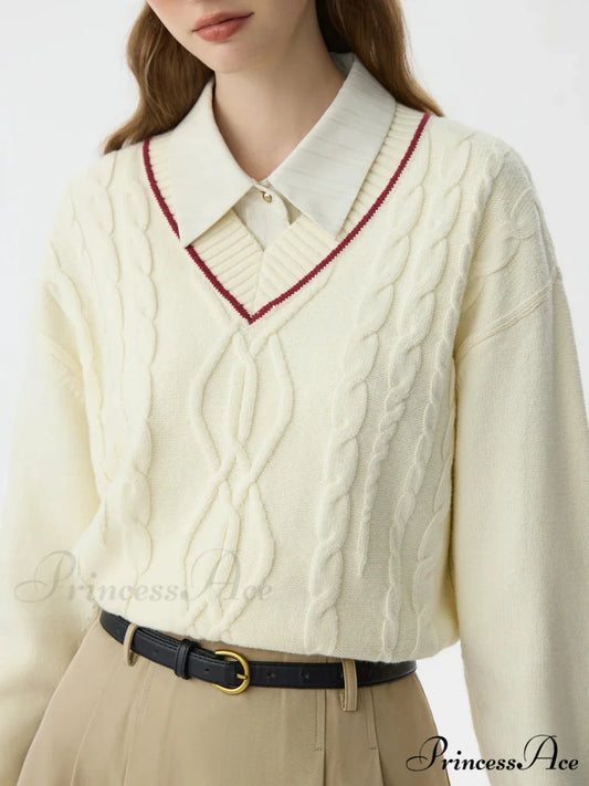 Vibrant Shade Coiled Blossom Pullover Sweater Beige / XS swraters-241228
