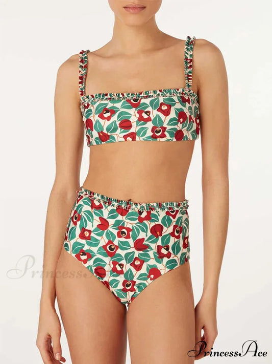 Vibrant Strappy Multicolored Swimsuit One Piece green / S onepiece-250223