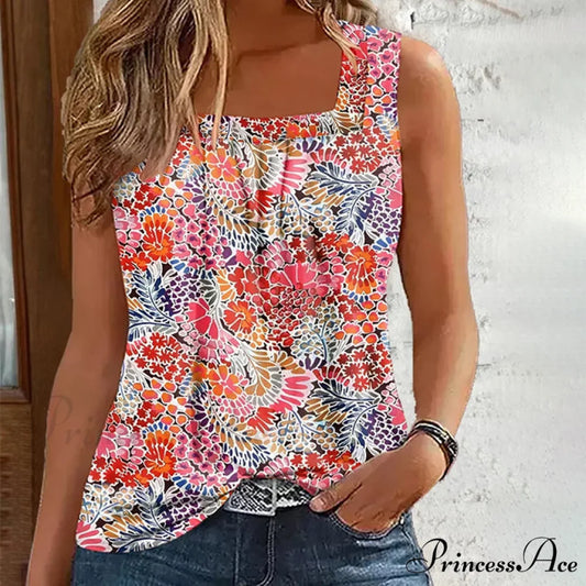 Vibrant Tank Top in Flowered Colors