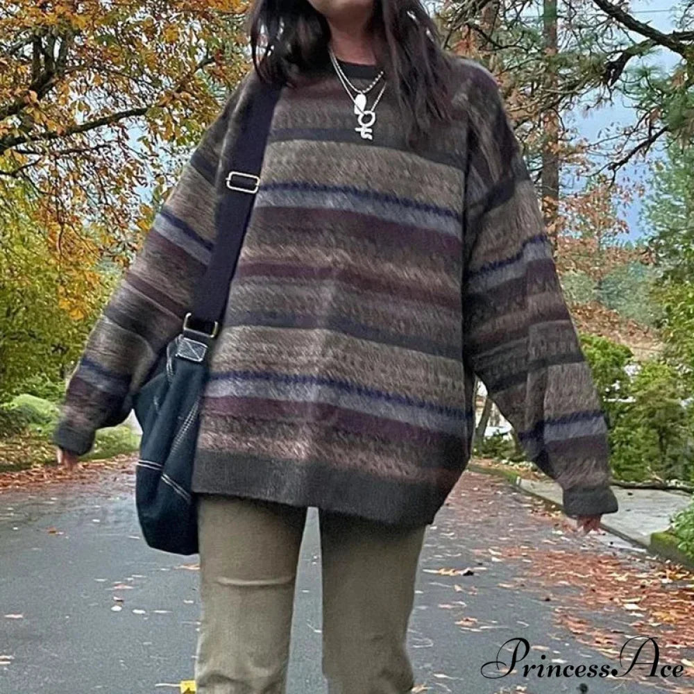 Vintage Banded Knitted Sweater Grandfather Sweater GRAY / S swraters-241228