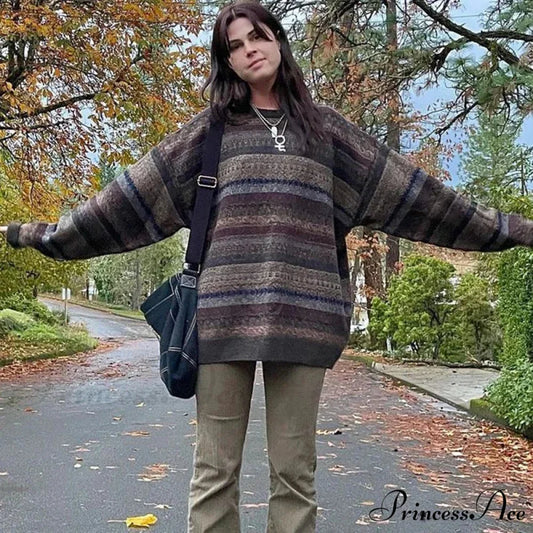 Vintage Banded Knitted Sweater Grandfather Sweater swraters-241228