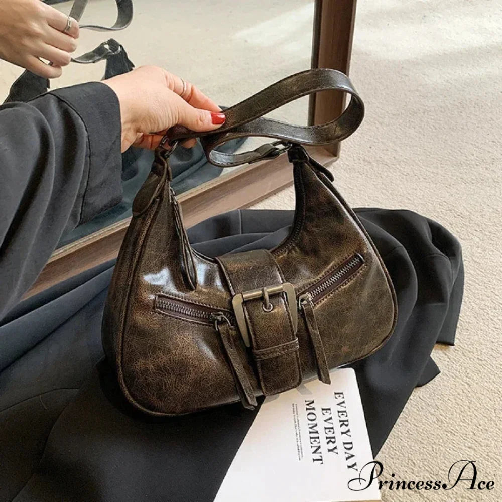 Vintage Belt Style Faux Leather Shoulder Bag shoulder-250126