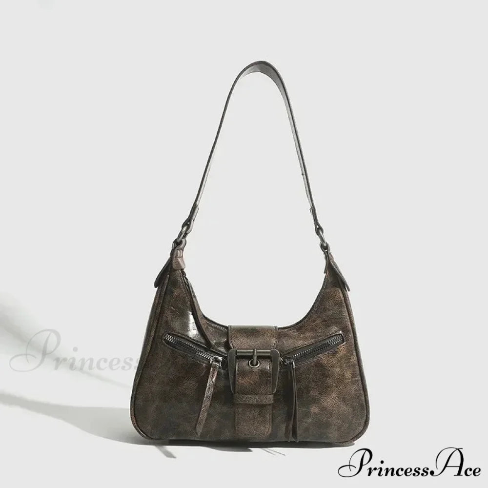 Vintage Belt Style Faux Leather Shoulder Bag Coffee shoulder-250126