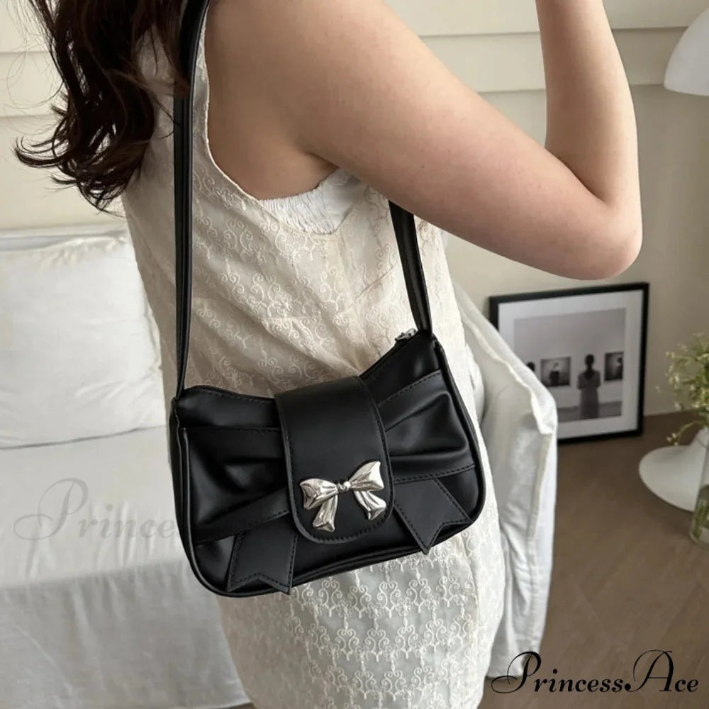 Vintage Bow Faux Leather Professional Shoulder Purse shoulder-250126