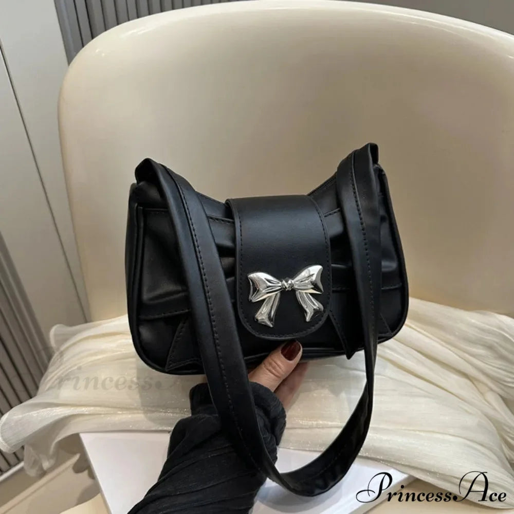 Vintage Bow Faux Leather Professional Shoulder Purse shoulder-250126