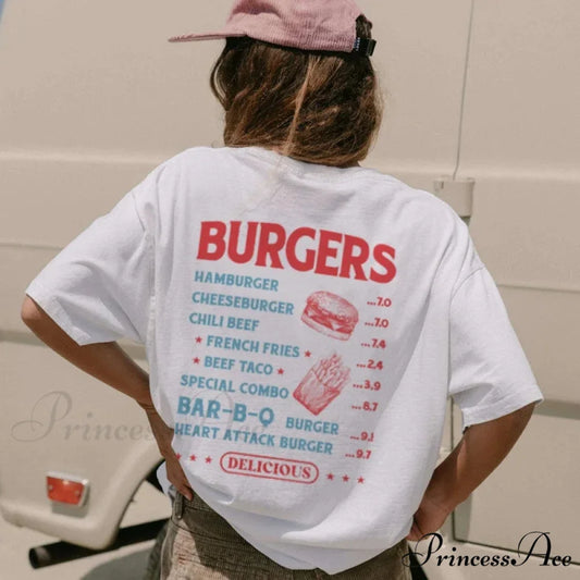 Vintage Burger Rear Print T-shirt WHITE / S t-shirt-250223