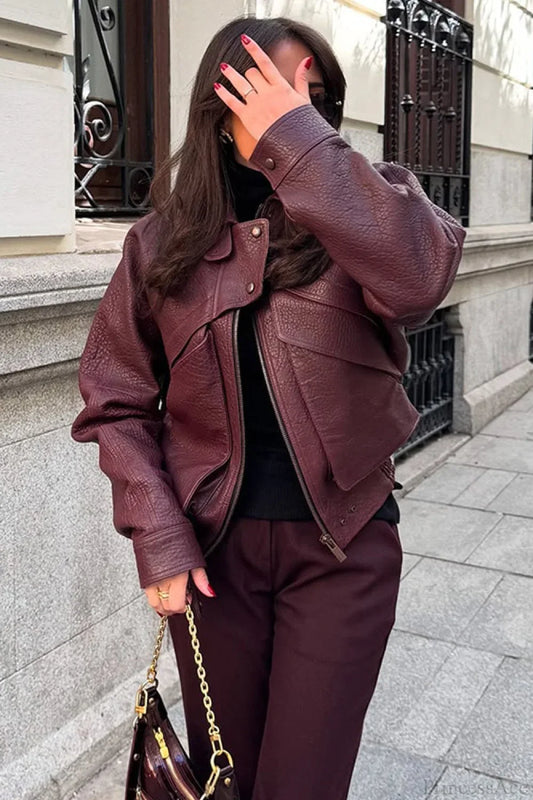 Vintage Casual Lapel Loose Suede Jacket