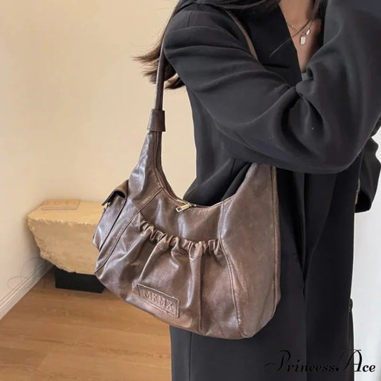 Vintage Cold Weather Leather Armpit Shoulder Bag shoulder-250126