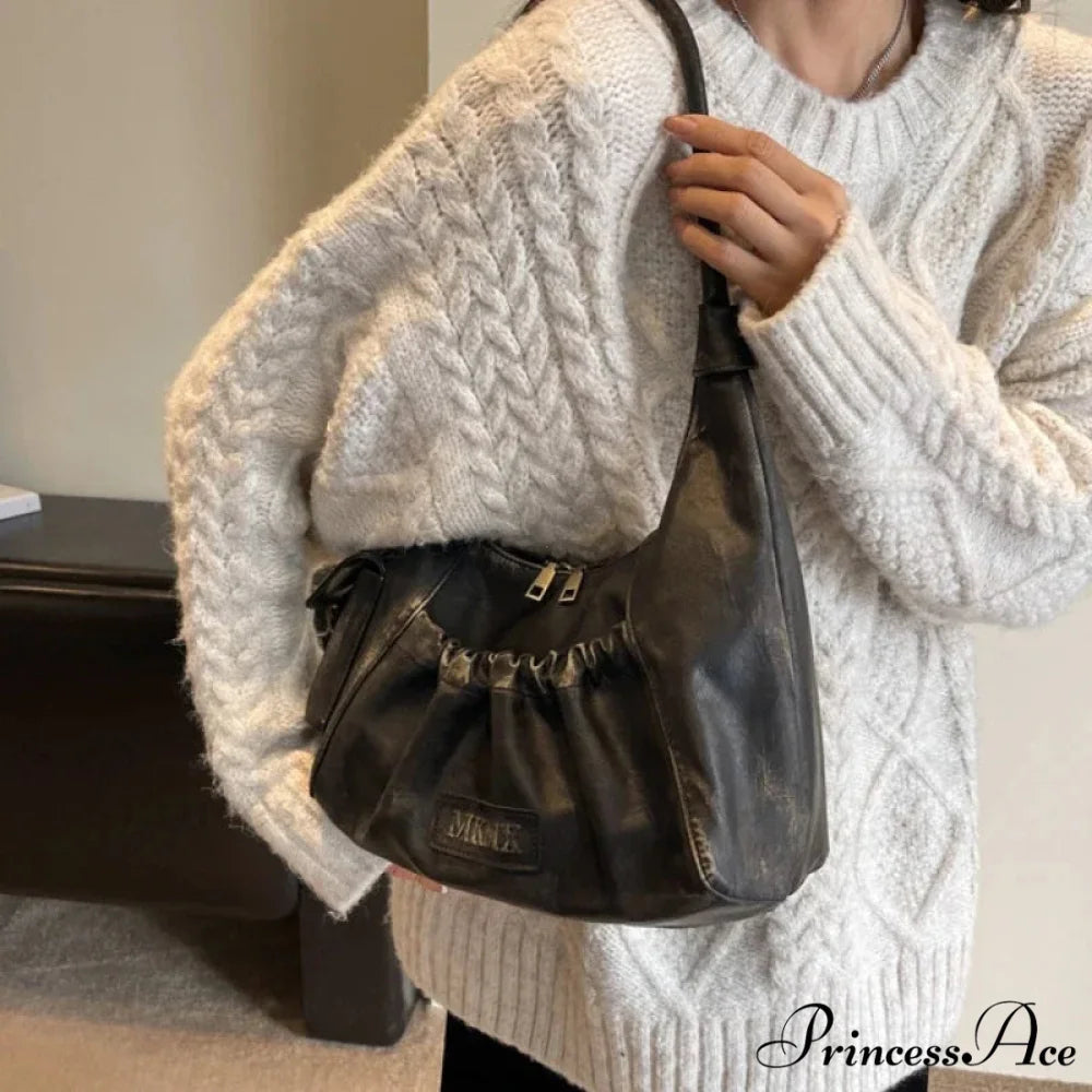 Vintage Cold Weather Leather Armpit Shoulder Bag shoulder-250126