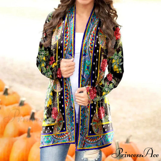 Vintage Design Flowered Cardigan Multicolor / S