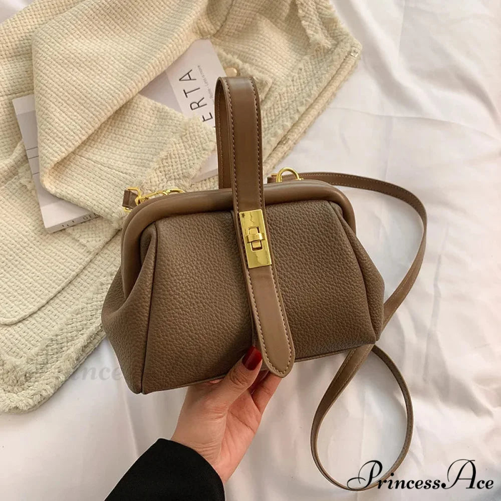 Vintage Designer Deluxe Crossbody Shopping Purse Khaki handbag-250126