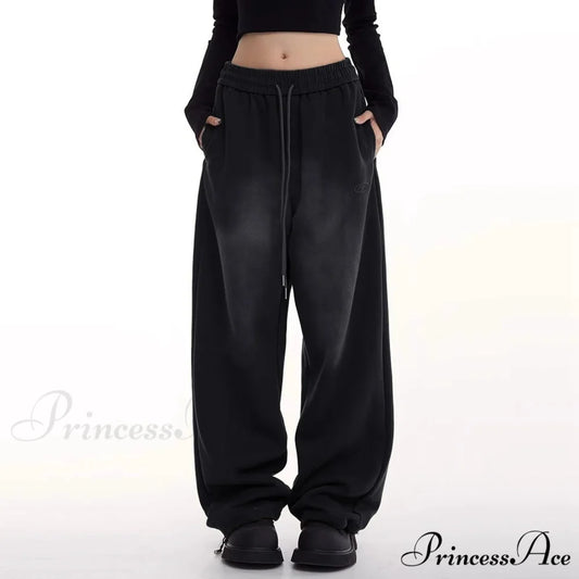 Vintage Emerald Ombre Wide Leg Trousers Black / S pants-241228