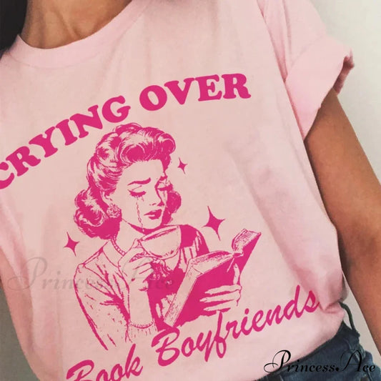 Vintage Fantasy Love Reader Graphic T-shirt Pink / S t-shirt-250223
