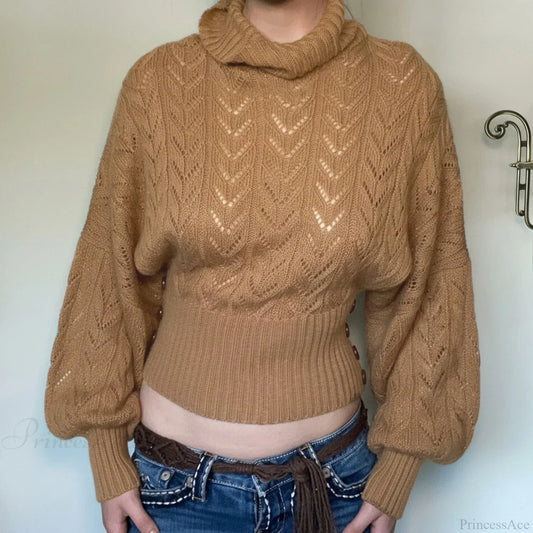 Vintage Fitted Slim Turtleneck Elegant Sweater