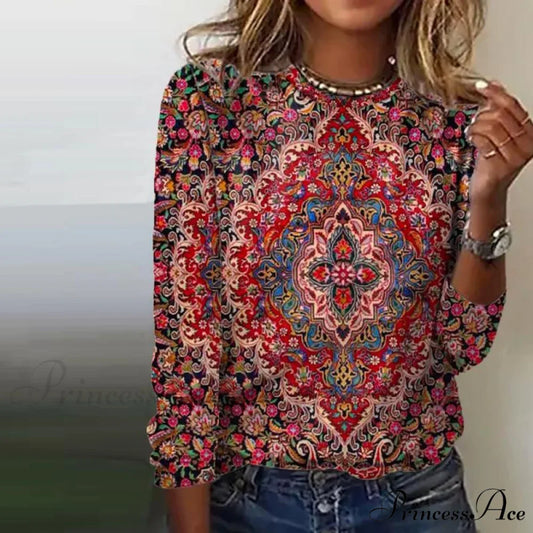 Vintage Flowered Ethnic Tee Multicolor / S